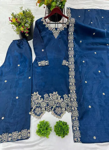 Sr 1674 Pure Gmy Silk With Embroidery Work Readymade Suits Wholesale In India